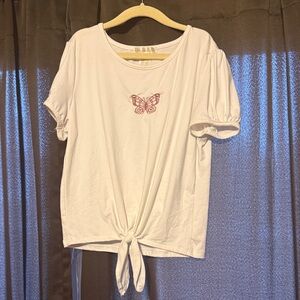 & Other Stories White Tie-Front Tee with Butterfly